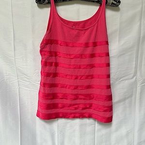 Hot pink ruffle front tank top